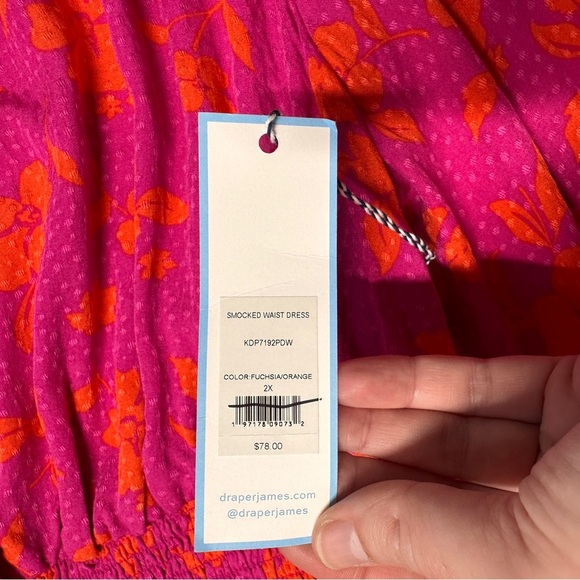 NEW! Draper James RSVP Hot Pink Orange Floral Wrap Top Fit Flare Dress 2X - Picture 6 of 16